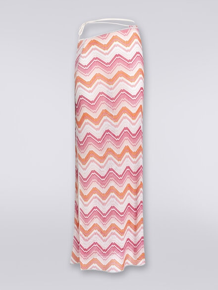 Long cover-up wrap-around skirt, Pink   - MS24SH0FBR00XKS30DC