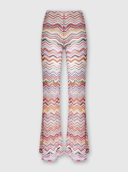 Pantalon évasé en crochet à zig zag avec lurex, Multicolore  - MS24SI00BR00TISM99I