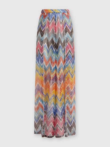 Palazzo trousers with zigzag print and lurex, Multicoloured  - MS24SI01BR00XGSM9D7