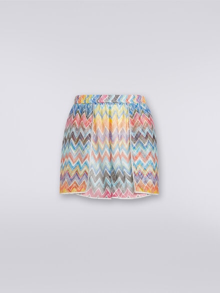 Pantalón corto cubrebikini con estampado en zigzag y lúrex, Multicolor  - MS24SI05BR00XGSM9D6