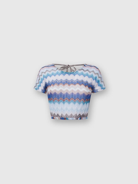 Crochet crop top with open back, Multicoloured  - MS24SK03BT006VS72DX