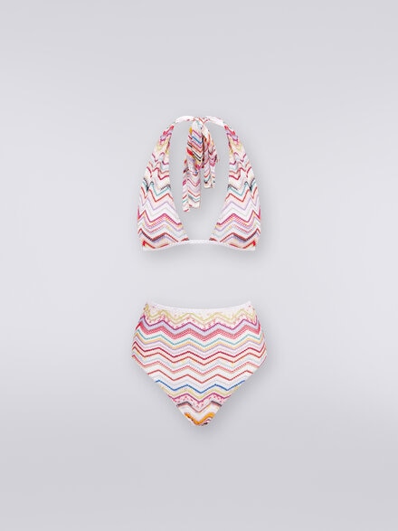 Bikini en crochet avec lurex et slip à taille montante, Multicolore  - MS24SP0GBR00TISM99I