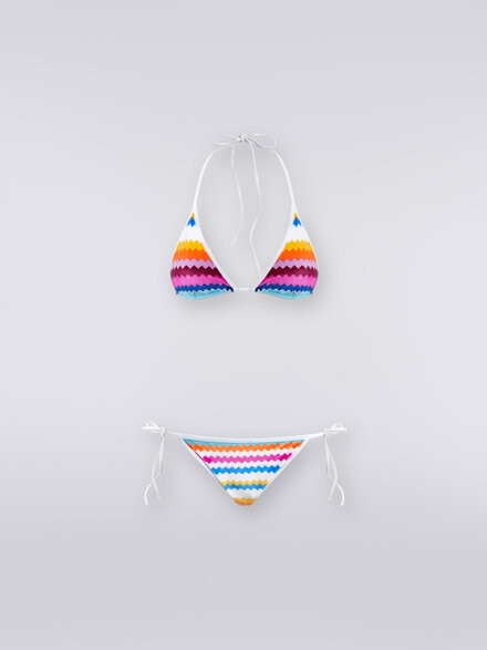 Bikini aus elastischem Nylon mit Zickzack-Print, Mehrfarbig  - MS24SP0JBJ00J8SM99F