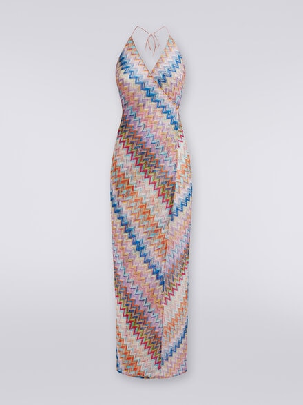 Long wrap-around cover-up with chevron pattern and lurex, Multicoloured  - MS24SQ1QBR00XHSM9D8