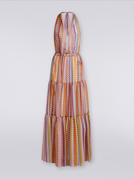 Langes bedrucktes Strandkleid aus Baumwolle und Seide, Mehrfarbig  - MS24SQ2FBW00TFSM9D5