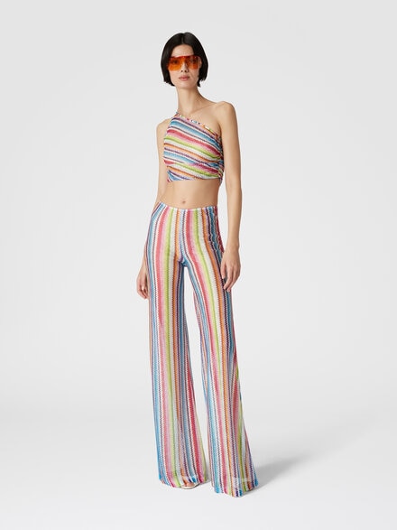 Pantalón de cintura baja con estampado en zigzag, Multicolor  - MS24WI00BR00Z4SM9HA