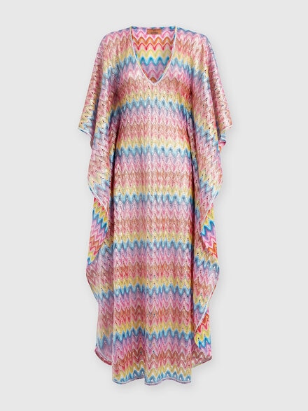 Kaftan long cover-up in coated lace, Multicoloured  - MS24WQ00BR00Z2SM9HB