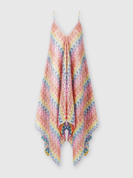 Cover-up dress with coated lace scarf, Multicoloured  - MS24WQ07BR00Z2SM9HB