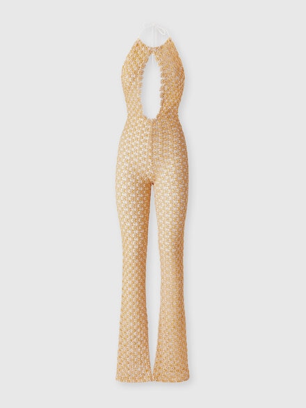 Tuta lunga con scollatura a goccia e dettaglio cut-out, Beige - MS25SG06BR012TS10BH