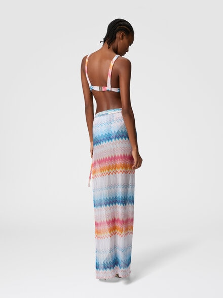 Long skirt in zig zag lamé viscose blend with drawstring, Multicoloured  - MS25SH02BR00ZYSM9MW