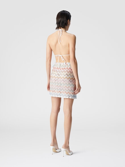 Wrap mini skirt in zigzag lamé viscose blend, Multicoloured  - MS25SH03BR0101SM9KZ