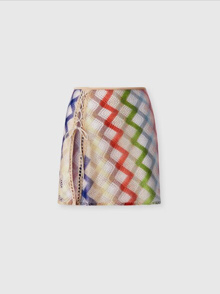 Jupe courte en viscose et lamé, Multicolore  - MS25SH0EBR012SSM9QN