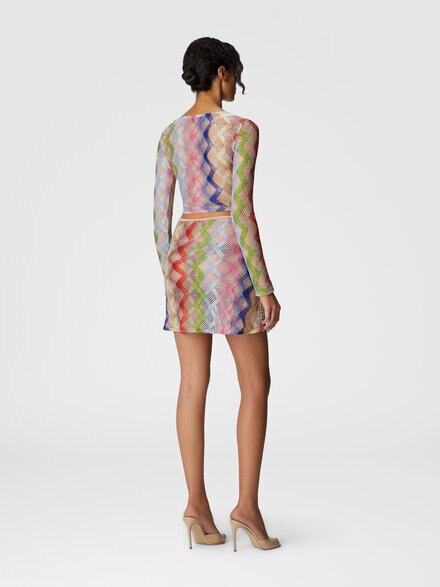 Short skirt in viscose and lamé, Multicoloured  - MS25SH0EBR012SSM9QN