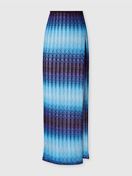 Langer Rock mit seitlichem Schlitz, Blau - MS25SH0FBR012US6152