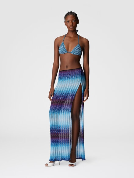 Long skirt with side slit, Blue - MS25SH0FBR012US6152