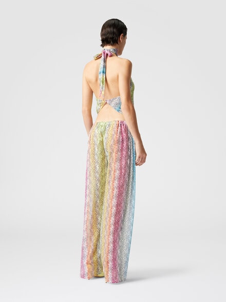 Printed cotton and silk blend trousers with drawstring, Multicoloured  - MS25SI01BW00UUSM9N2
