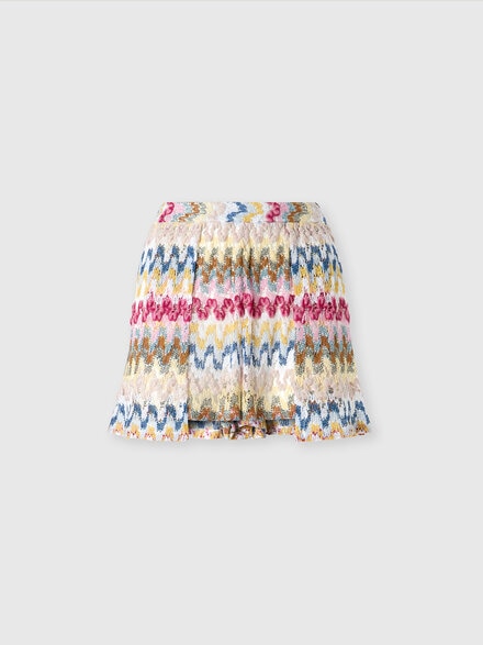 Pantalón corto doble de encaje de viscosa lamé, Multicolor  - MS25SI05BR0000S01FQ
