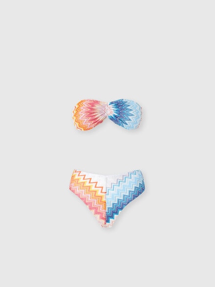 Bandeau bikini in zig zag lamé viscose blend, Multicoloured  - MS25SP00BR00ZYSM9MW