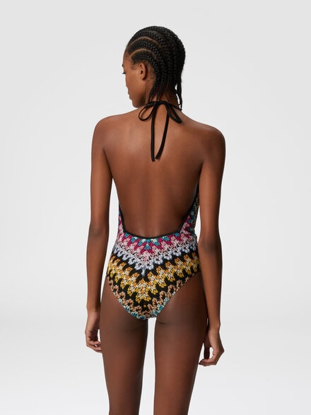 Bañador de una pieza de encaje viscosa lamé, Multicolor  - MS25SP01BR0000S91NA