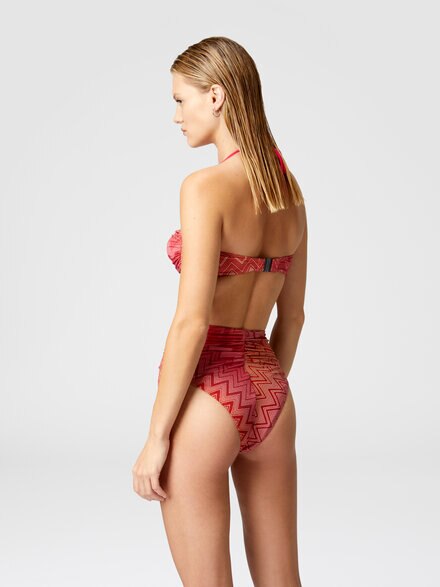Zig zag lamé stretch nylon bikini with high bottom, Red  - MS25SP06BJ00LIS416I
