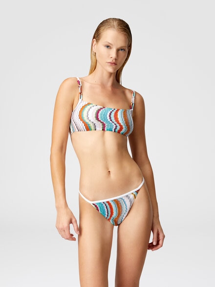 Bandeau bikini with lamé wave motif, Multicoloured  - MS25SP0ABR0100SM9L0