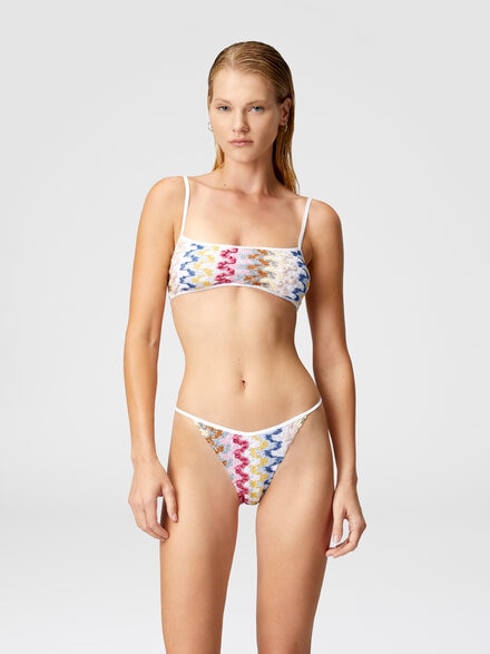 Bikini bandeau de encaje de viscosa lamé, Multicolor  - MS25SP0FBR0000S01FQ