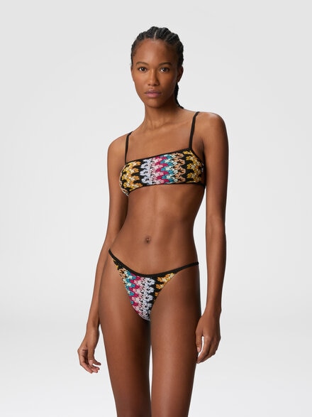 Bikini bandeau de encaje de viscosa lamé, Multicolor  - MS25SP0FBR0000S91NA