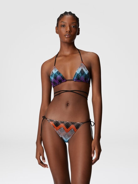 Bikini mit verstellbaren Bändern und Zickzack-Muster, Mehrfarbig  - MS25SP0HBR012SSM9QM