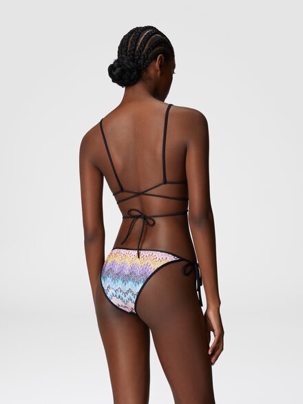 Bikini con lazos largos y detalles en malla, Multicolor  - MS25SP0HBR012WS507I