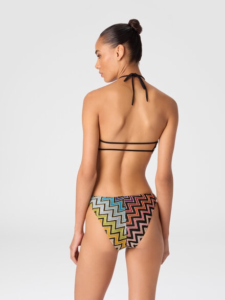 Geometric one-piece swimsuit with neck tie, Multicoloured  - MS25SP0JBR012RSM9QH
