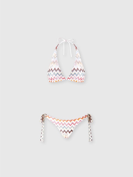 Bikini with neck tie and adjustable bottoms, Multicoloured  - MS25SP0SBR012VSM9QG