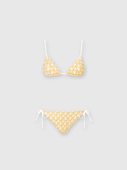 Bikini trangolo in pizzo con lamé, Beige - MS25SP0XBR012TS10BH
