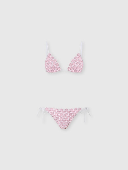 Bikini triangular de encaje con lam&eacute;, Rosa  - MS25SP0XBR012TS30GH