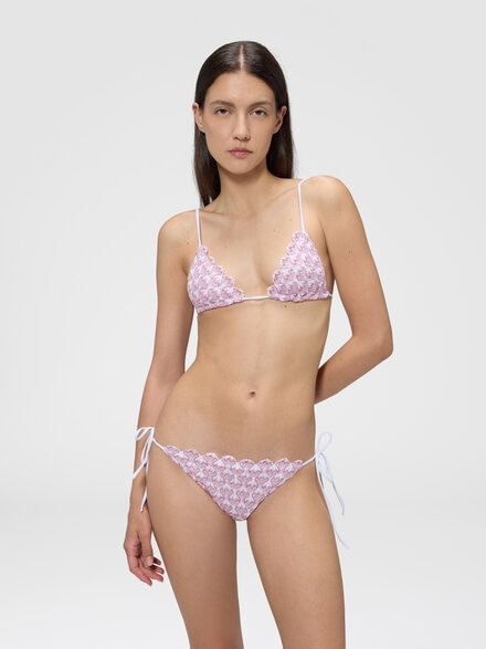 Bikini triangular de encaje con lam&eacute;, Rosa  - MS25SP0XBR012TS30GH
