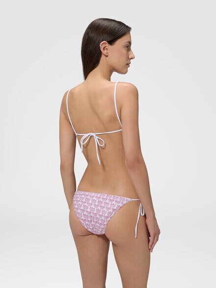 Bikini triangular de encaje con lam&eacute;, Rosa  - MS25SP0XBR012TS30GH