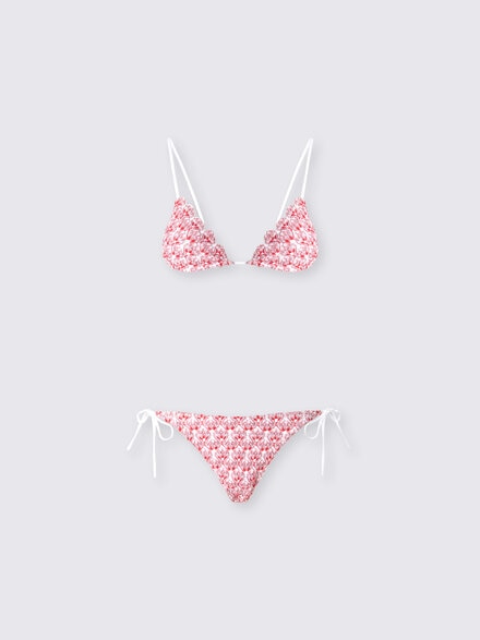 Bikini trangolo in pizzo con lamé, Rosso  - MS25SP0XBR012TS416Y