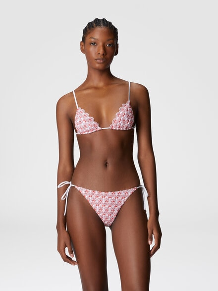 Lace triangle bikini with lamé, Red  - MS25SP0XBR012TS416Y