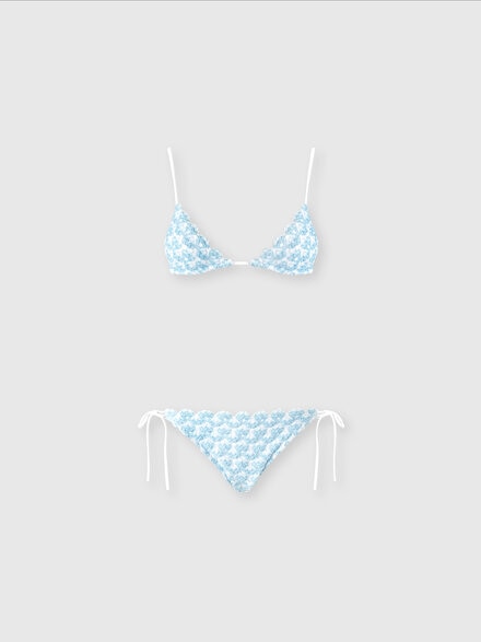 Bikini trangolo in pizzo con lamé, Azzurro - MS25SP0XBR012TS72L5