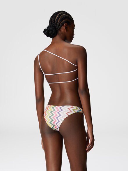 One-shoulder bikini with double ties, Multicoloured  - MS25SP0YBR012RSM9QI