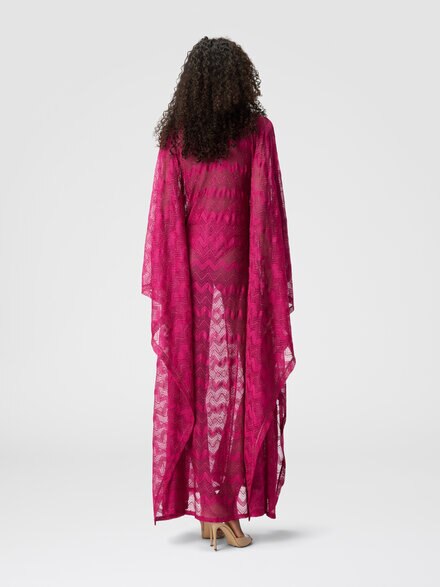 Long cover-up caftan in zigzag lamé viscose, Purple  - MS25SQ0ABR00ZXS5074