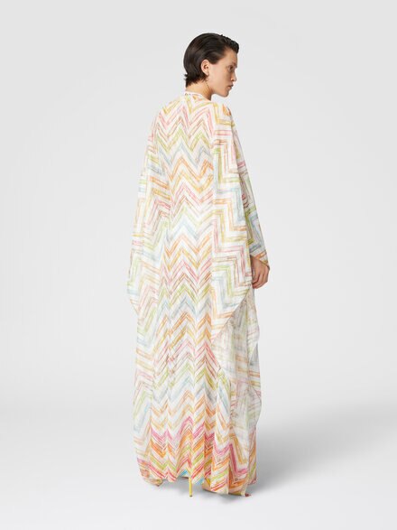 Long covered up in printed tulle with batwing sleeves, Multicoloured  - MS25SQ0ABR010XSM9N4