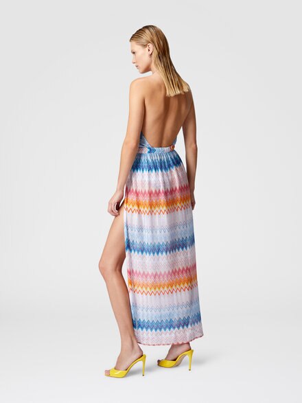 Long cover-up dress in zig zag lamé viscose blend, Multicoloured  - MS25SQ0FBR00ZYSM9MW