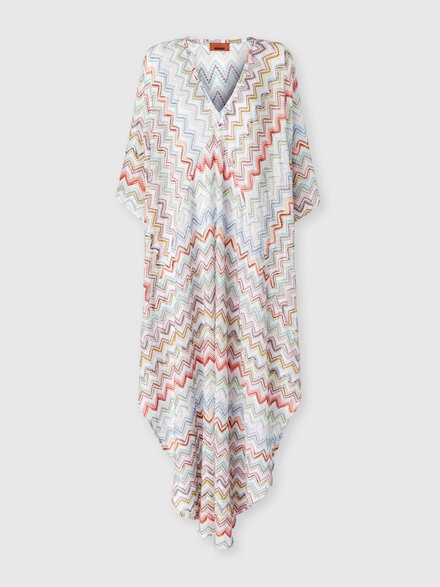 Long kaftan with 3D zig zag lamé and batwing sleeves, Multicoloured  - MS25SQ0OBR0101SM9KZ