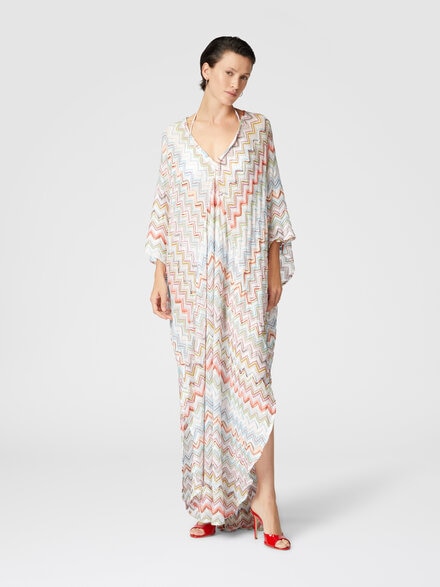 Long kaftan with 3D zig zag lamé and batwing sleeves, Multicoloured  - MS25SQ0OBR0101SM9KZ