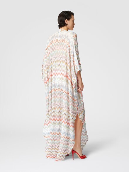 Long kaftan with 3D zig zag lamé and batwing sleeves, Multicoloured  - MS25SQ0OBR0101SM9KZ