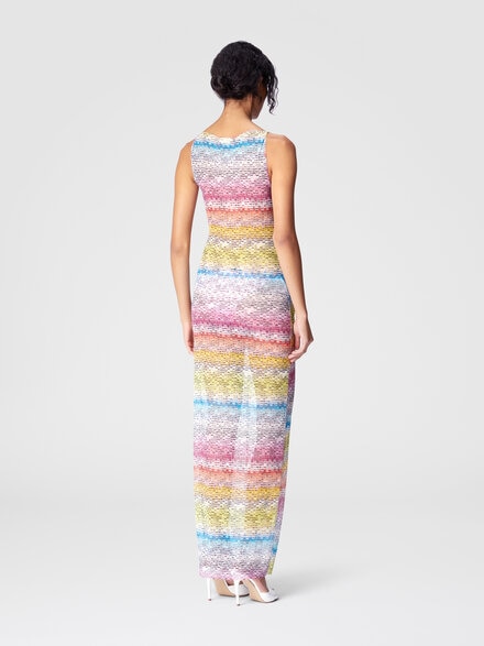Vestido largo sin mangas en tul estampado, Multicolor  - MS25SQ0TBJ00NASM9N2