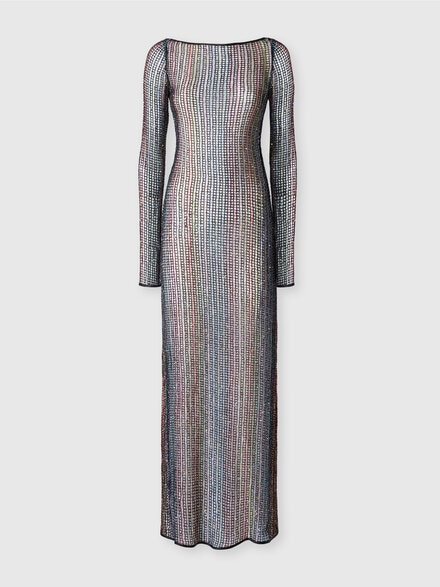 Long cover-up in mesh with open back, Multicoloured  - MS25SQ14BV00HDS91PF