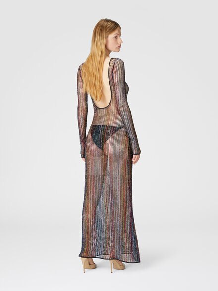 Long cover-up in mesh with open back, Multicoloured  - MS25SQ14BV00HDS91PF