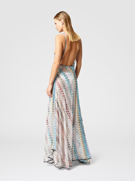 Zig zag mesh cover-up dress with sequins, Multicoloured  - MS25SQ16BV00GQSM9MV