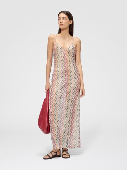 Cover-up largo con tirantes finos, Multicolor  - MS25SQ1IBR015GSMSOK